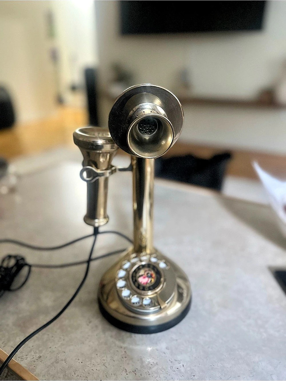 Vintage Brass Candlestick Rotary Telephone